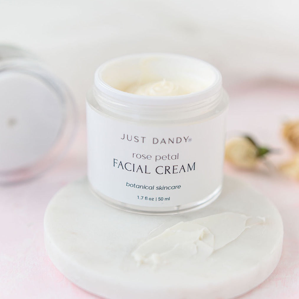 JUST DANDY ROSE PETAL FACIAL CREAM – That's Just Dandy, LLC