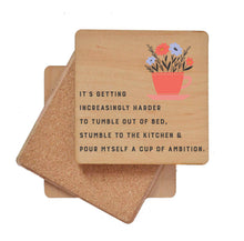 Tumble Out Of Bed Funny Wooden Coasters