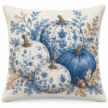 Blue Pumpkin/Plaid Throw Pillow 18x18