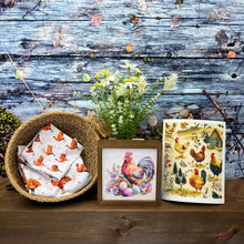 Roosters on The Farm Swedish Dishcloth