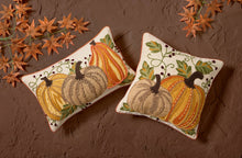 Harvest Pumpkin Trio Embroidered Pillow