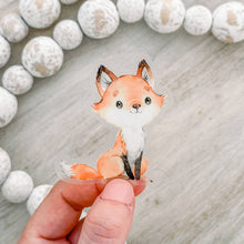 Cute Little Fox Watercolor Clear Vinyl, Sticker, 2.5 in.