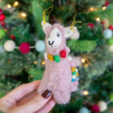Felt Wool Llama Eco Ornament - Lalla the Pink Llama