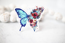Blue Floral Butterfly 3"x3" Magnet
