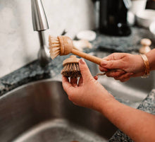 Bamboo Long Handle Curved Top, Dish Brush