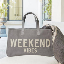 Grey Canvas Tote - Weekend Vibes