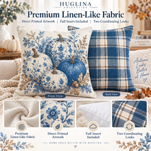 Blue Pumpkin/Plaid Throw Pillow 18x18