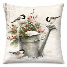 Watering Can/Winter Birds Pillow