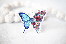 Blue Floral Butterfly 3"x3" Magnet