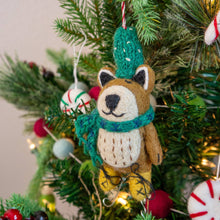Felt Wool Holiday Eco Ornament - Brown Bear on Skates