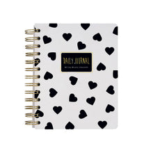 A6 ArtPlanner Spiral Weekly Diary - Black and White Hearts