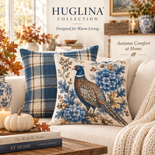 Blue Fall Bird Throw Pillow 18x18