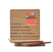 Tumble Out Of Bed Funny Wooden Coasters