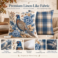 Blue Fall Bird Throw Pillow 18x18