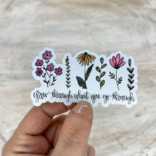 Grow Through What You Go Through, Floral 3"x3" Magnet