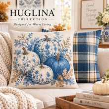 Blue Pumpkin/Plaid Throw Pillow 18x18