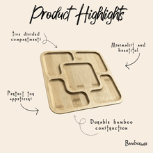 Bamboo Plate | Square with Sections