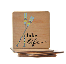 Lake Life w/ Paddles Wood Coaster