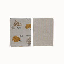 Tea Towels Set, Herbs Mustard