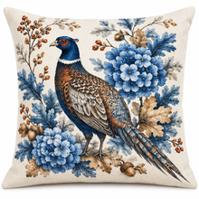 Blue Fall Bird Throw Pillow 18x18