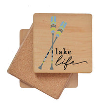 Lake Life w/ Paddles Wood Coaster