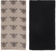 Tea Towel Set/2 Honey Bee - Taupe/Charcoal