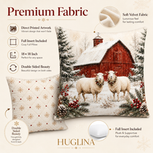 Red Barn Christmas Pillow