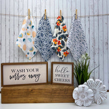 Navy Blue Patterned Waffle Kitchen Washcloth