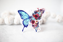 Blue Floral Butterfly 3"x3" Magnet