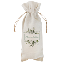 Merry Christmas Greenery Wine Bag