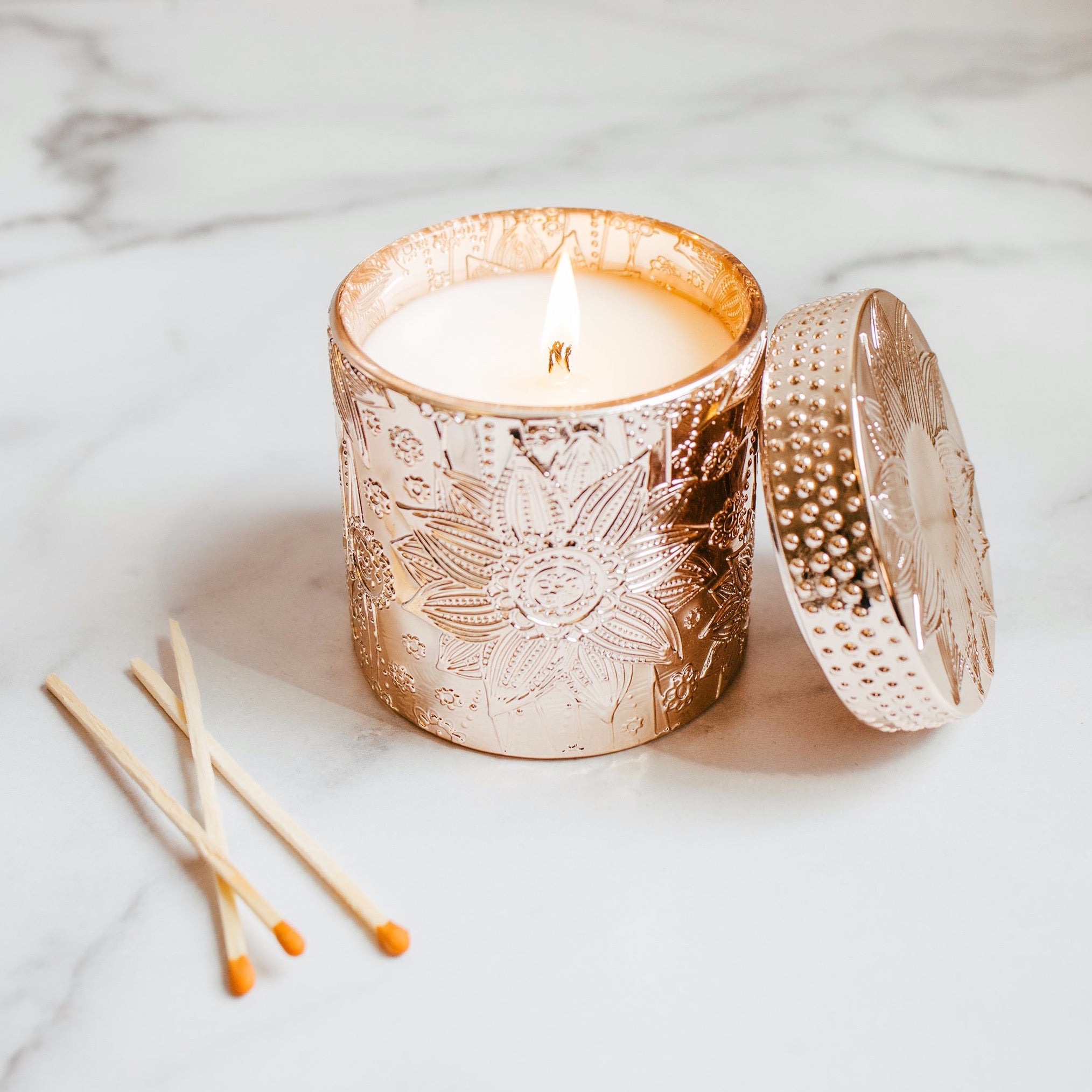Coconut Wax Candle, 9 oz Ziva Rose Gold – That's Just Dandy, LLC