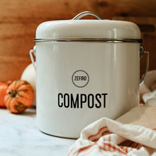 0.8 Gallon White Metal Compost Bin