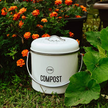 0.8 Gallon White Metal Compost Bin